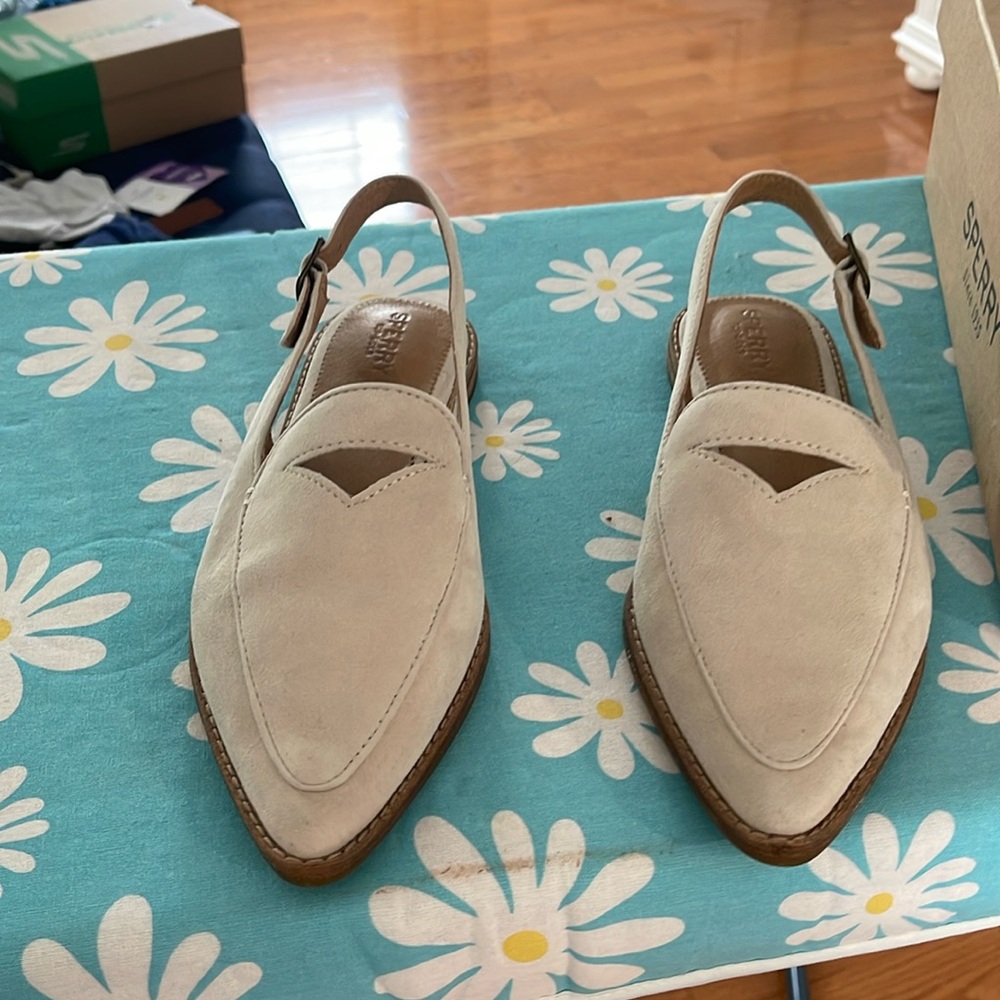 Suede Sperry slingback flats